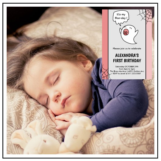 Halloween 1. Geburtstag Einladungen Geist boo