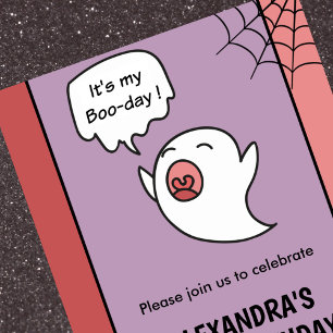 Halloween 1. Geburtstag Einladungen Geist pink