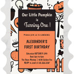 Halloween 1. Geburtstag Einladungen Herbst Oktober<br><div class="desc">Herbstkaffee : Dieses Halloween 1. Geburtstag Einladungen in Orange und Schwarz mit dem niedlichen Kürbis (fröhliche Kürbislaterne) und Herbst/Herbst-Muster ist für Kinder (Baby Boy) (z.B.: Unser kleiner Kürbis dreht sich um einen! Bitte schließen Sie sich uns an, um Alexander's ersten Geburtstag zu feiern... Oktober..) ist großartig zum Kürbisgeburtstag. Sie können...</div>