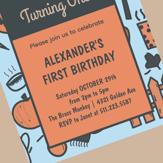 Halloween 1. Geburtstag Einladungen Herbstkürbis