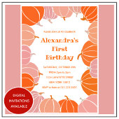 Halloween 1. Geburtstag Einladungen Rosa Kürbis