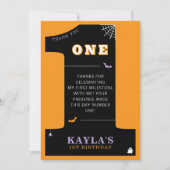 Halloween 1. Geburtstag Party Spooky Ein Foto Dankeskarte (Vorderseite)