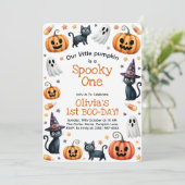 Halloween 1. Geburtstagseinladung lecker eins Einladung (Stehend Vorderseite)