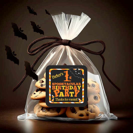 Halloween 1. Spooktacular Geburtstagsparty Quadratischer Aufkleber