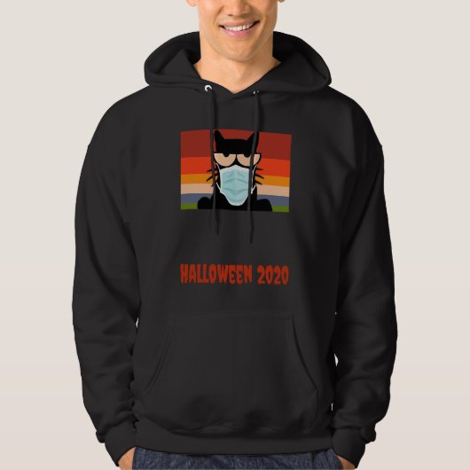 Halloween 2020,  Black Cat with Mask Hoodie (Vorderseite)
