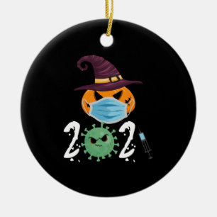 Halloween 2021 Kürbis Maske tragen Lustige Party Keramik Ornament