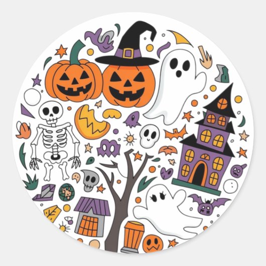 Halloween 2024 runder aufkleber (Vorderseite)