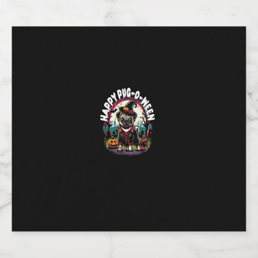 Halloween 2024 Trick oder Treat Mops Halloween Co Schaumweinetikett (Einzelnes Label)