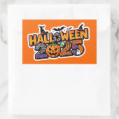 Halloween 2025 Magic – Festive Pumpkin Rechteckiger Aufkleber (Tasche)