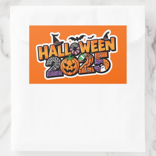 Halloween 2025 Magic – Festive Pumpkin Rechteckiger Aufkleber (Tasche)