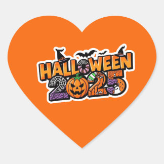 Halloween 2025 Magie – Festiver Kürbis Herz-Aufkleber