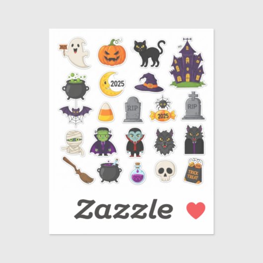Halloween 2025 Spooky Sticker Set - Pumpkins, Geis (Blatt)