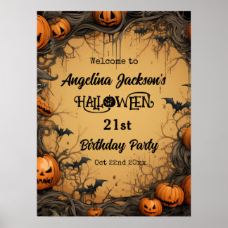 Halloween 21. Geburtstagsfeier Kürbis Willkommen Poster