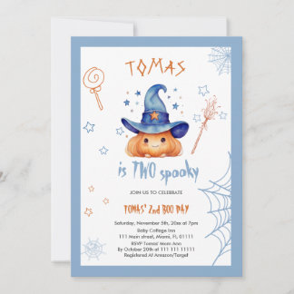 Halloween 2. Geburtstag Blue Pumpkin Boy Einladung