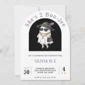 Halloween 2. Geburtstag Party Ghost Two Boujee Einladung (Vorderseite)