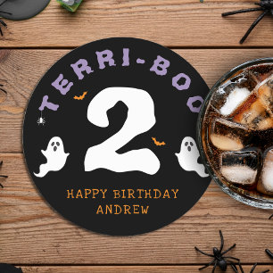 Halloween 2. Geburtstag Terri-Boo Twos Gothic Runder Pappuntersetzer