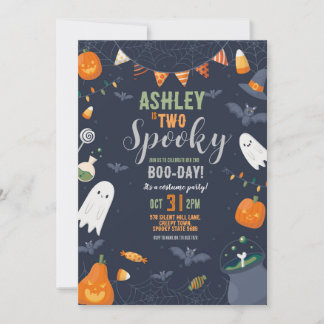 Halloween 2. Geburtstag ZWEI Party Ghosts Pumpkin Einladung