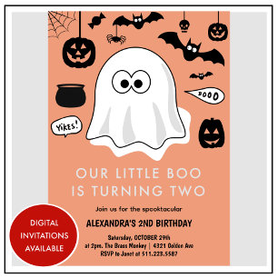 Halloween 2. Geburtstag zweiter unser kleiner Boo Einladung