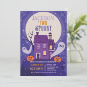 Halloween 2. Ghosts Two Blue House Party Spuk Einladung (Stehend Vorderseite)