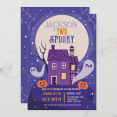 Halloween 2. Ghosts Two Blue House Party Spuk Einladung (Vorne/Hinten)