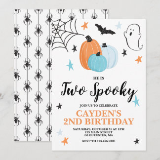 Halloween 2 Spooky 2. Geburtstag Blue Pumpkins Einladung