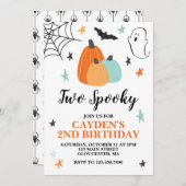 Halloween 2 Spooky Birthday Blue Pumpkins Einladung (Vorne/Hinten)