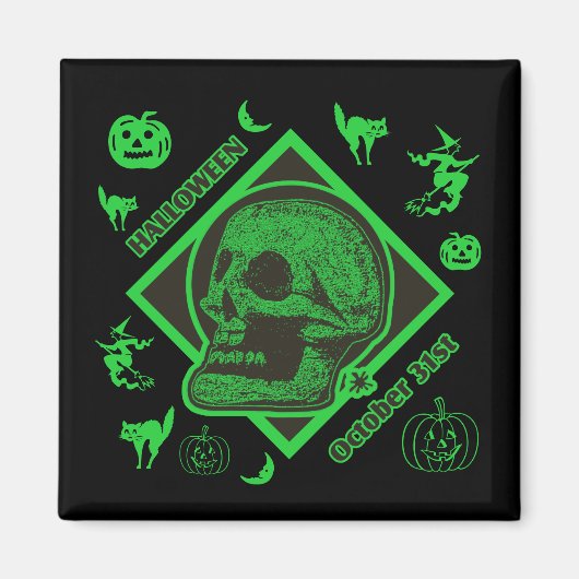Halloween 31. Collage Green Magnet (Vorne)