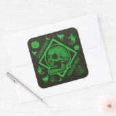 Halloween 31. Collage Green Quadratischer Aufkleber (Umschlag)