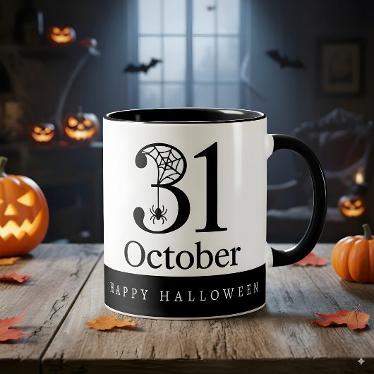 Halloween 31 October Spider Web Zweifarbige Tasse