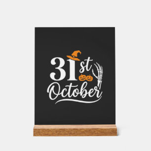 Halloween 31. Oktober Kürbis Hexenhut Design_1 Acrylschild