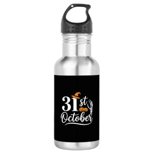 Halloween 31. Oktober Kürbis Hexenhut Design_1 Edelstahlflasche