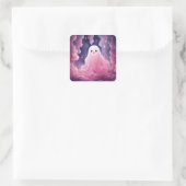 Halloween, 31. Oktober, Niedlich Pink Ghost Quadratischer Aufkleber (Tasche)