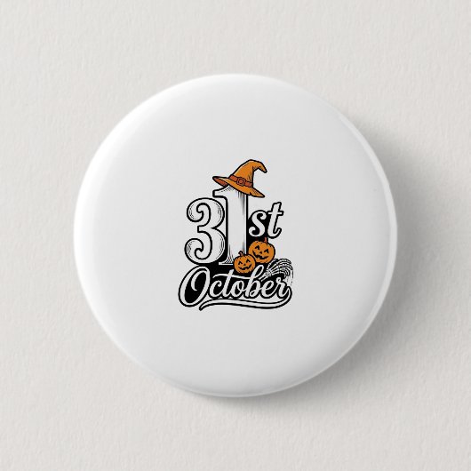 Halloween 31. Oktober Typografie-Shirt-Design_1 Button (Vorderseite)