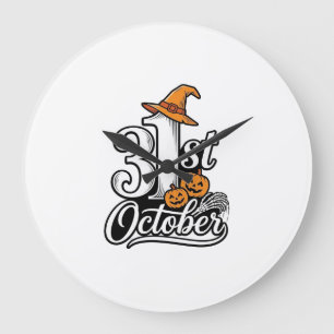 Halloween 31. Oktober Typografie-Shirt-Design_1 Große Wanduhr