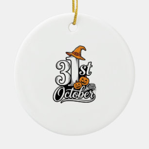 Halloween 31. Oktober Typografie-Shirt-Design_1 Keramik Ornament