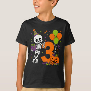 Halloween 3. Geburtstag 3 Jahre alt Skelett T-Shirt