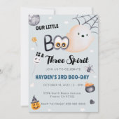 Halloween 3. Geburtstag Boy Boo Three Spirit Einladung (Vorderseite)