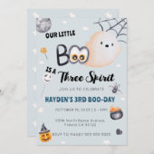 Halloween 3. Geburtstag Boy Boo Three Spirit Einladung (Vorne/Hinten)