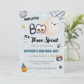 Halloween 3. Geburtstag Boy Boo Three Spirit Einladung