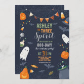 Halloween 3. Geburtstag DREI Party Ghosts Pumpkin Einladung (Vorne/Hinten)