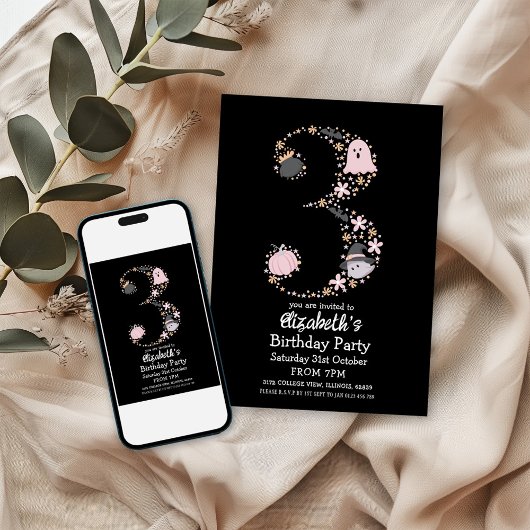 Halloween 3. Geburtstag Einladung