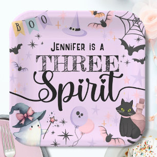 Halloween 3. Geburtstag Mädchen Pink Drei Geister Pappteller