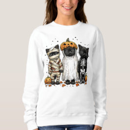 Halloween 3 schwarze Katzen lustig niedliche Lecke Sweatshirt