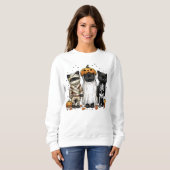 Halloween 3 schwarze Katzen lustig niedliche Lecke Sweatshirt (Vorne ganz)