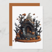 Halloween 3D Spuk Kitty House Feiertagskarte (Vorne/Hinten)