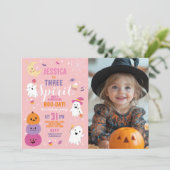 Halloween 3RD Girls Party Ghosts Pumpkin Einladung (Stehend Vorderseite)