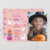 Halloween 3RD Girls Party Ghosts Pumpkin Einladung (Vorne/Hinten)