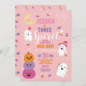 Halloween 3RD Girls Party Ghosts Pumpkin Einladung (Vorne/Hinten)