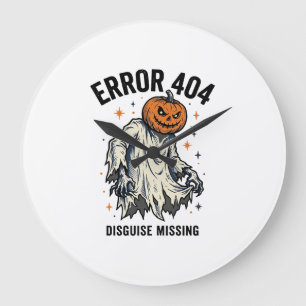 Halloween-404-Kostüm-Kürbis-Geist-Fehlermuster_1 Große Wanduhr