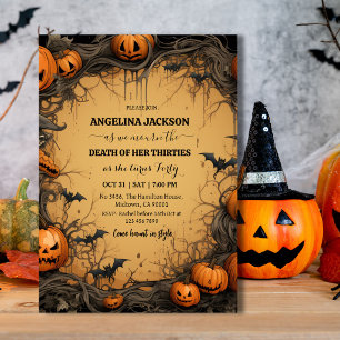 Halloween 40. Geburtstag Kürbis Vintage Grusel Fle Einladung